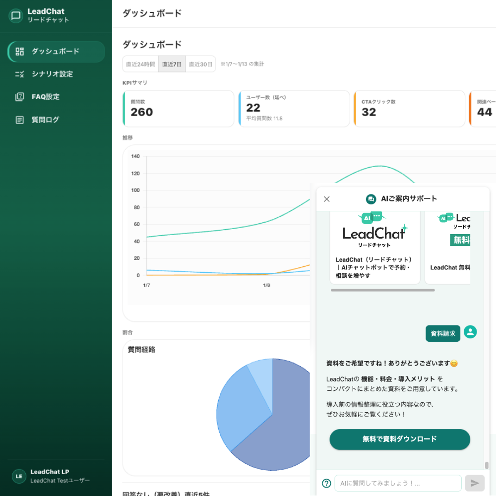 LeadChat 管理画面とチャットUI
